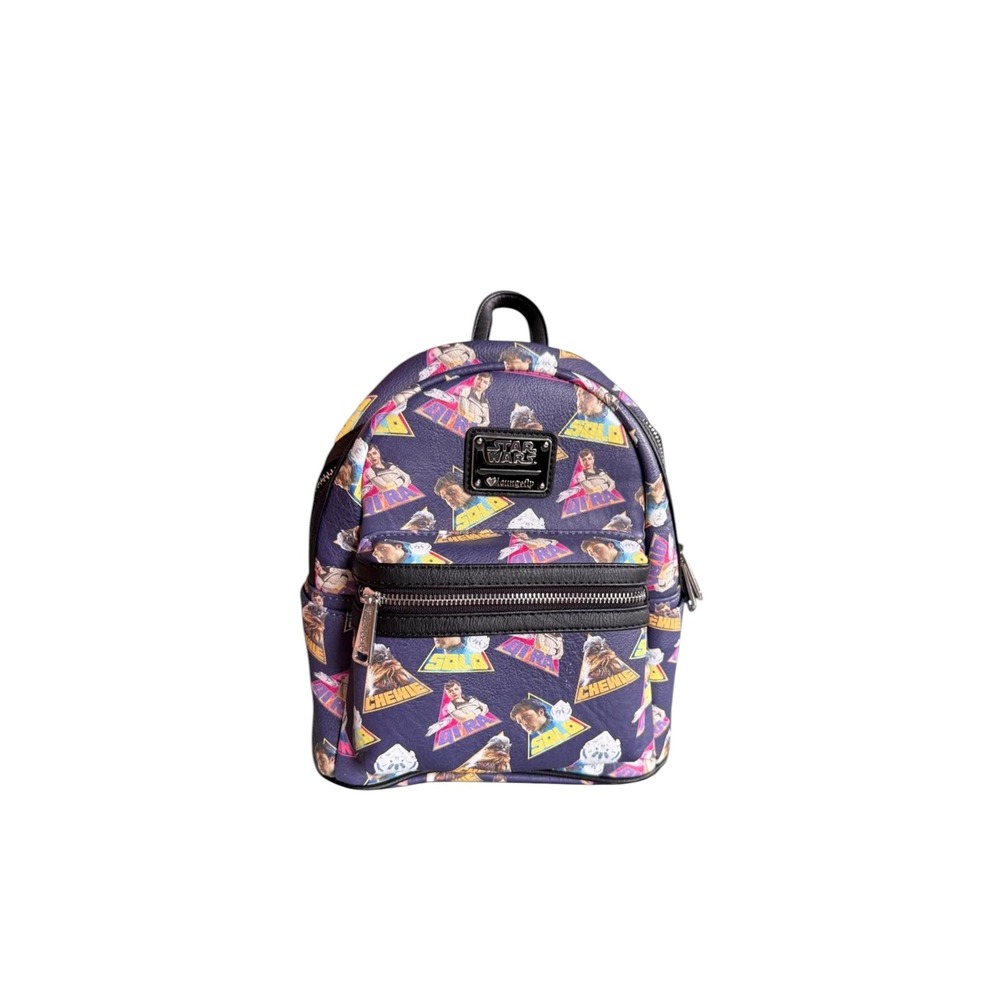 Loungefly Mini Backpack Star Wars Retro 80s Han Solo Chewbacca Purple New1